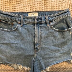 Abercrombie & Fitch Distressed Blue Denim Shorts